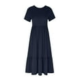 thumbnail image 4 of pstuiky Dresses for Women, Women's Summer Casual Short Sleeve Crewneck Swing Dress Casual Flowy Tiered Maxi Beach Dress with Pockets High Waist Plus Size Dress for Women, 4 of 8