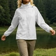 thumbnail image 6 of Dwellite Women Rain Jacket with Hood Lightweight Windbreaker Athletic Running Top Zip Up Outdoor Coat White L, 6 of 6