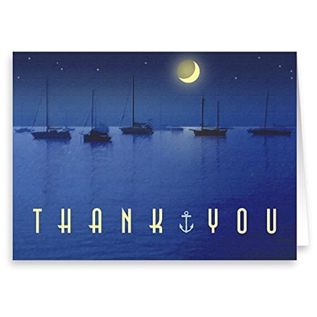 Nautical Moonlight Boat Theme Thank You - 10 Boxed Boating Note Cards ...
