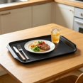 thumbnail image 4 of Large Unbreakable Plastic Serving Trays for Parties, 16.9x11.8 Inch Rectangular Platters for Appetizers and Fruits, BPA-Free Reusable Serving Tray for Restaurants,Black, 4 of 9