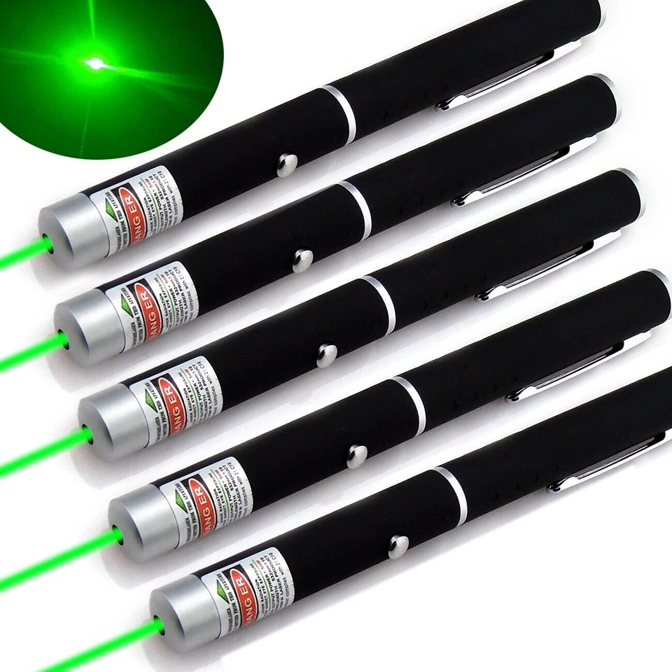 CRESTIN- 5Pcs 9900 Miles Mini Small Aaa Green Laser Pointer Pen Visible Beam Lazer 532Nm