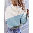 thumbnail image 2 of Women's Long sleeves Color Block Hoodie Tops Cute Casual Drawstring Loose Lightweight Tunic Pullover, 2 of 6