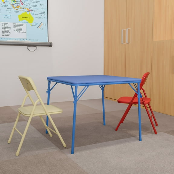 Flash Furniture Mindy Kids 3-Piece Folding Square Activity Table and Chairs Set, Colorful