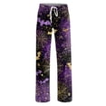 thumbnail image 3 of Halloween Pajamas for Women Drawstring Stretch Lounge Pants Soft Comfy Sleep Bottoms Cute Loose Palazzo Pj Pants Light Purple 3XL, 3 of 4