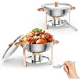 thumbnail image 1 of Twister.CK Ensemble de Plats Anti-Frottement pour Buffet, Lot de 2, Plats Ronds Anti-Frottement de 5 L, Réchaud à Alcool Amovible en Acier Inoxydable 201, pour Service au Buffet, Réchauds pour Fêtes, Événements des Fêtes et Traiteur, 1 of 9