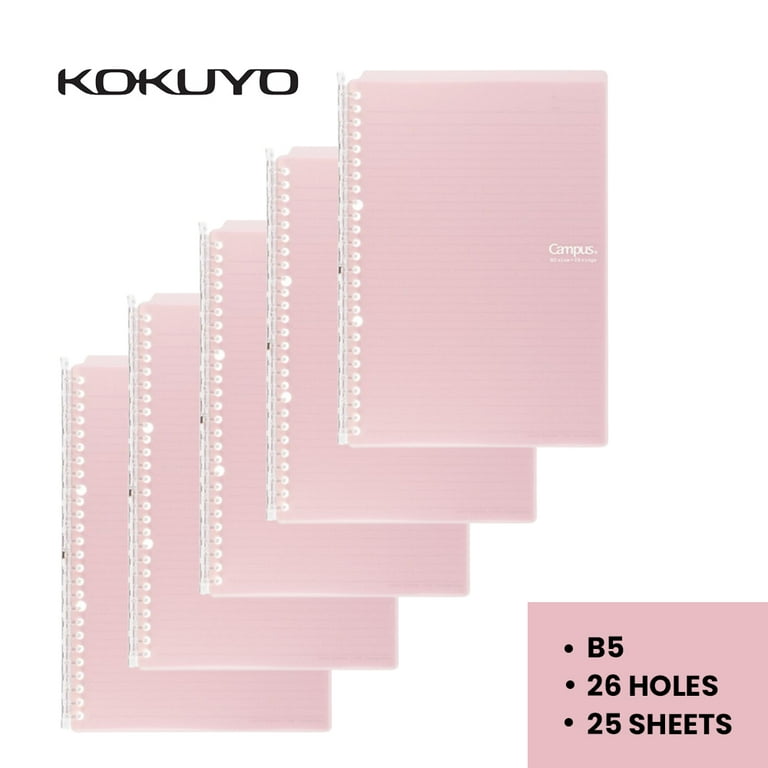 Kokuyo Smart Ring binder, Up to 25 Sheets, B5, Light Pink Kokuyo Smart Ring binder, Up to 25 Sheets, B5, Light Pink
