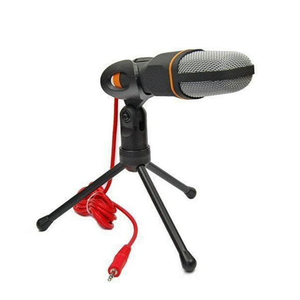 Micrófono de condensador con cable para estudio de podcast con clip para Skype, MSN, karaoke, PC y portátil (negro)