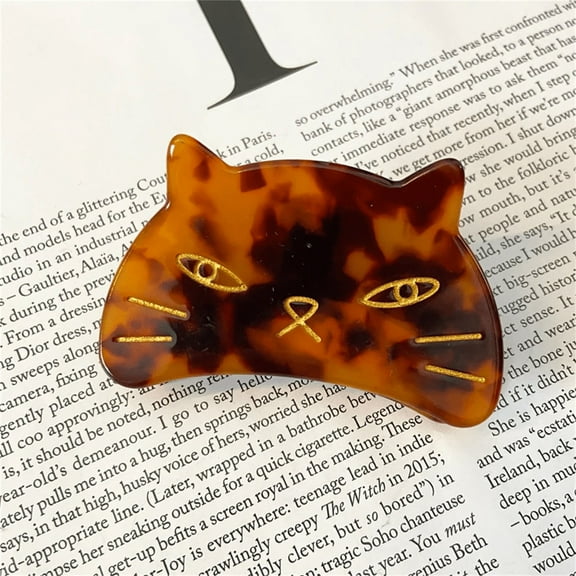 French Leopard Print Hair Barrettes Cute Cat Clips Funny Animal Design Hair Accessories for Women Girls