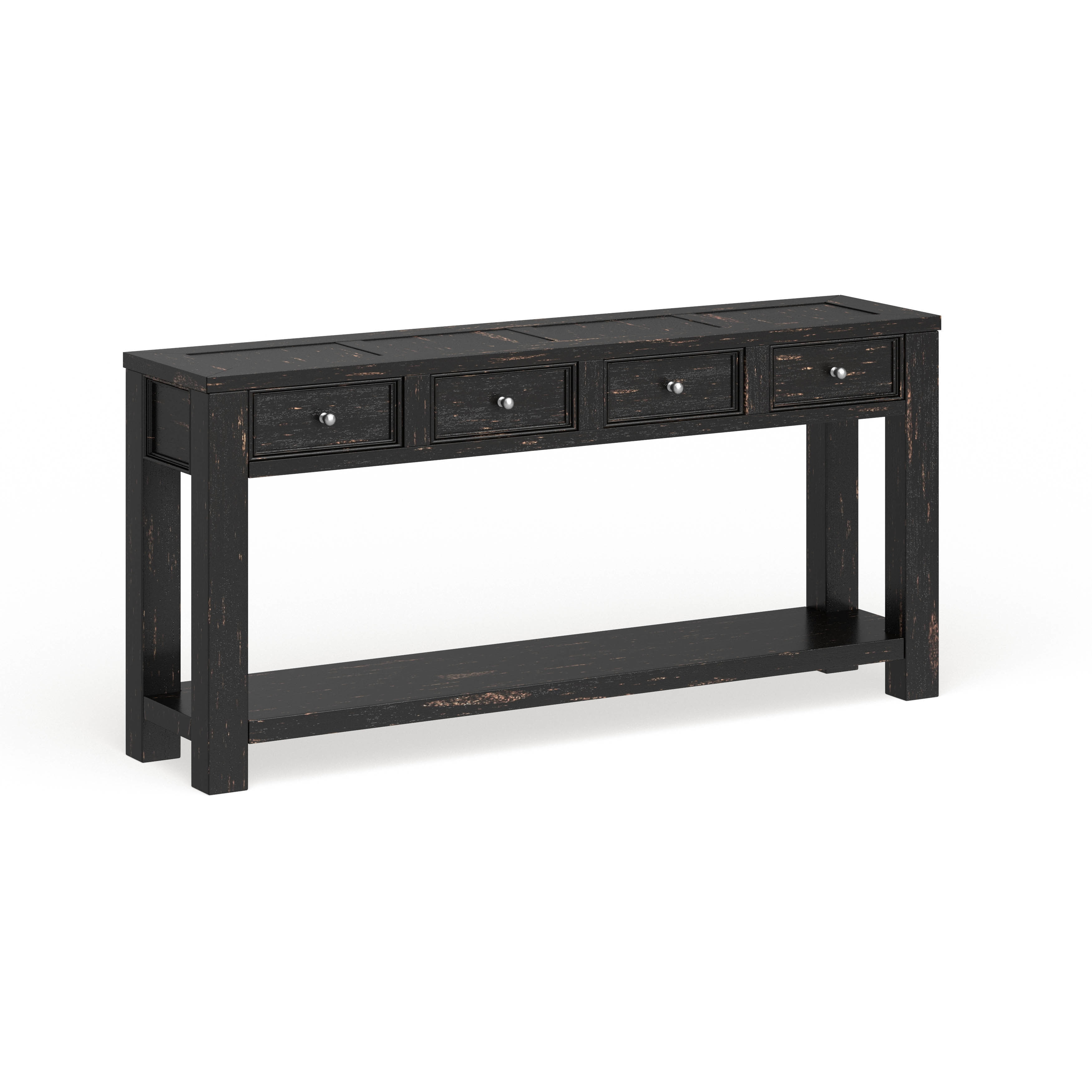 Furniture of America Cosbin Bold Antique Black 4drawer Sofa Table
