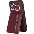thumbnail image 6 of Samsung Galaxy S23 Case with Card Holder for Women, Samsung Galaxy S23 Phone Case Wallet with Credit Card with Ring Kickstand Zipper Slim Stand Case - Red Wine, 6 of 14
