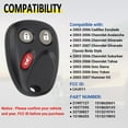 thumbnail image 2 of Keyless Entry Remote Key Fob Compatible with Chevy Tahoe Suburban Avalanche, Sierra Yukon, Cadillac Escalade, Hummer H2 2003 2004 2005 2006, Replacement for (Pack of 2), 2 of 6