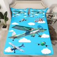 thumbnail image 2 of Homewish Cartoon Aircraft Airplane Twin Sheet Sets,Watercolor Graffiti Twin Fitted Sheet,Geometric Striped Lines Flat Sheet For Boys Kids,Breathable Home Decor,3 Pieces, 2 of 7