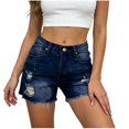 thumbnail image 1 of LLYWEY Shorts de Mezclilla Cortados para Mujer - Shorts de Mezclilla Ligeros, Desgastados y Rasgados de Cintura Alta con Bolsillos, 1 of 6