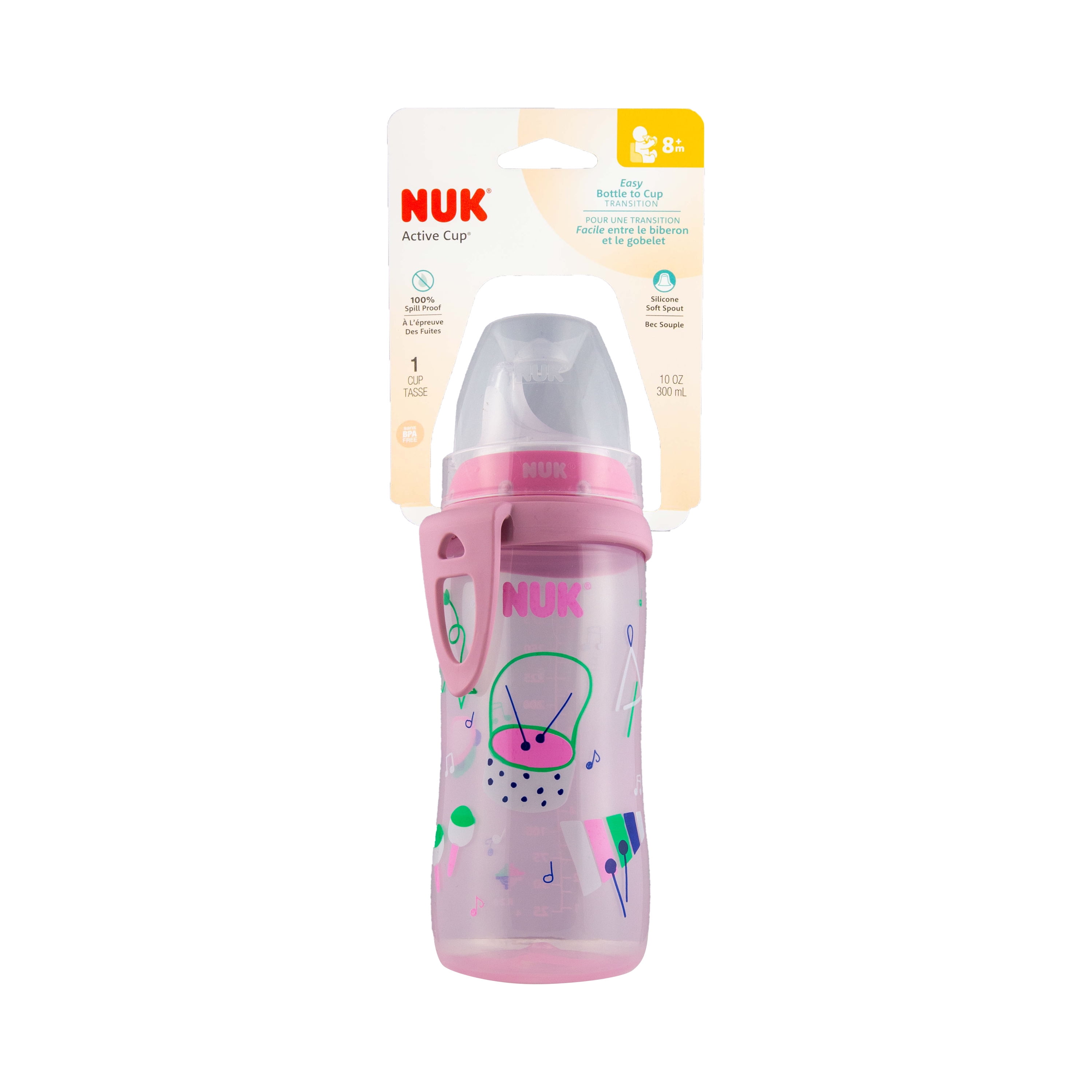 (2 pack) NUK Active Cup, 10 oz Soft Spout Sippy Cup, 12+ Months, 1 Pack, Girl