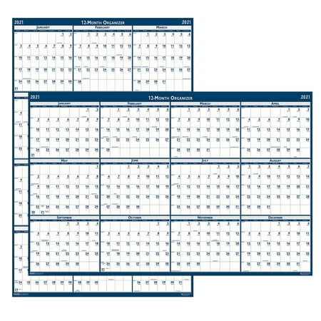 Blue Sky 2021 18 x 24 Dry Erase Calendar Classic Reversible Blue 396021