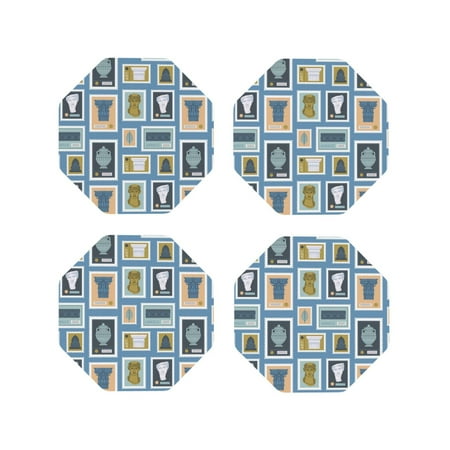 

Leather Coasters with Heat-resistant for Drinks Stamp Pattern blue -标题2 Octagon