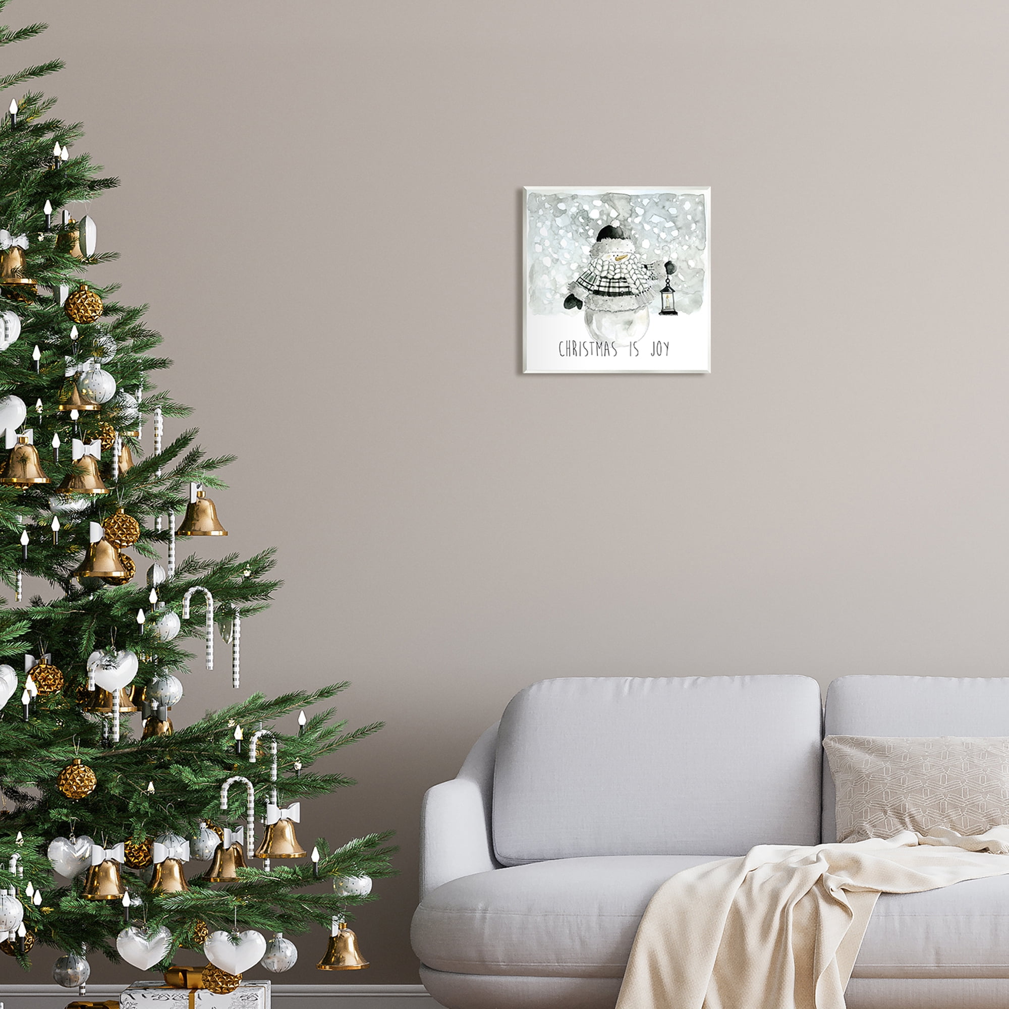 Stupell Industries Christmas is Joy Snowman Holiday Painting Unframed Art Print Wall Art, 12 x 12
