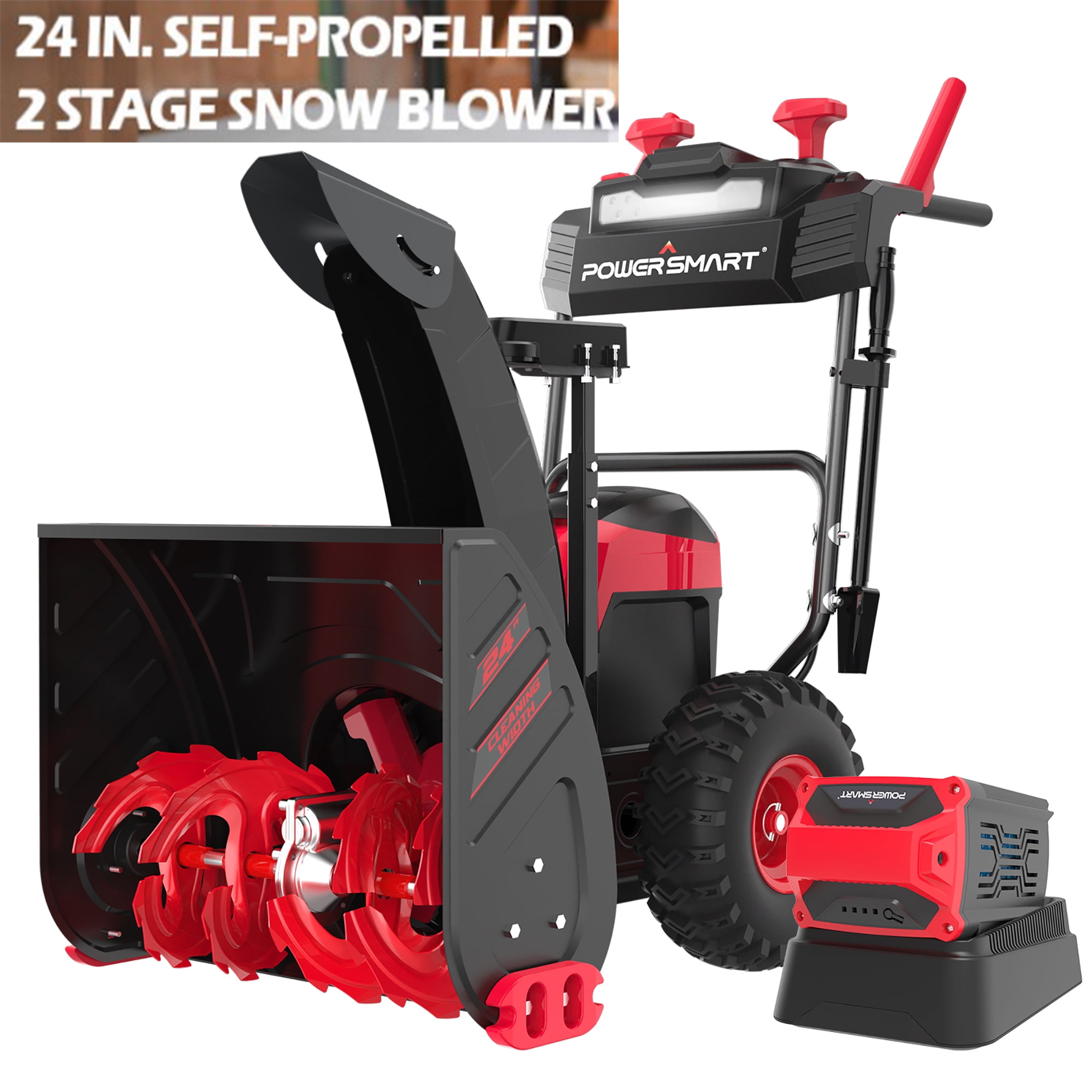 Electric Snow Blower WalkBehind, Seizeen 24’’ Selfpropelled Snow