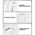 thumbnail image 4 of Men's Cargo Shorts Elastic Waist Drawstring Casual Summer Beach Shorts with Zipper Pockets White 38W, 4 of 6