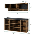 thumbnail image 4 of Hallway Hall Trees with Bench and Shoe Storage,Modern Entryway Bench with Coat Rack,Solid Wood Hall Tree with Small Blackboard,5 Hooks for Living Room Bedroom, 4 of 5