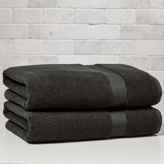 Better Homes & Gardens Signature Soft Solid Cotton 2 Piece Bath Sheet Set,Rich Black