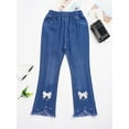 thumbnail image 4 of CHICTRY Kids Girls Casual Denim Pants Flared Jeans Juniors Ripped Ruffled Bell Bottoms Long Pants Type A 130/3XL, 4 of 7