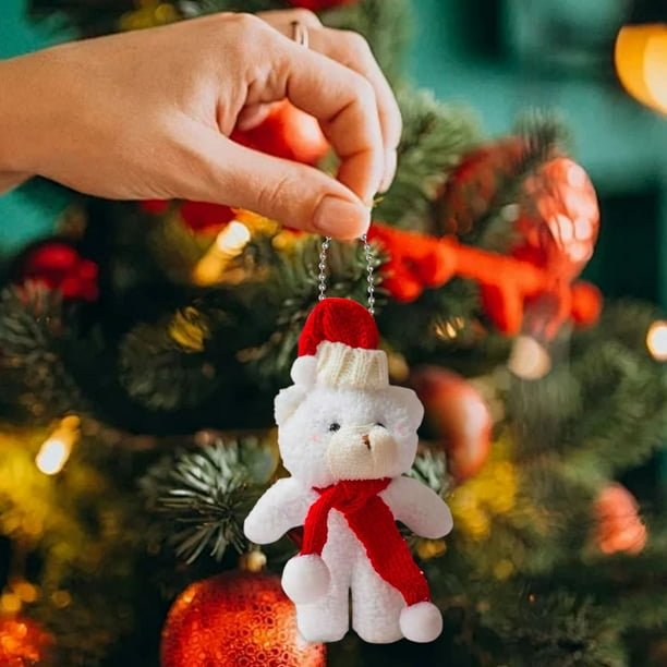 Mini árbol de Navidad de resina con oso | Decoración para casa pequeña y accesorio para fotos | Decoración navideña blanca para escritorio, repisa o centro de mesa