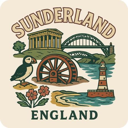 Sunderland England Keepsakes Souvenir Vinyl Sticker – Destination Travel Keepsake Collectible (3-Inches Wide)