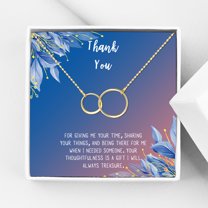 Anavia Thank You Gift Card, Appreciation Gift for friend, High Quality Stainless Steel Fashion Necklace, Thank you Gift, Gratitude Gift for Her-[Gold Infinity Double Ring, Blue-Orange Gift Card]