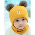 thumbnail image 3 of Deago 2Pcs Newborn Kids Baby Boy Girl Pompom Hat Winter Warm Knit Bobble Beanie Cap Scarf Set (Yellow), 3 of 8
