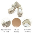 thumbnail image 5 of Stelle Girls Mary Jane Glitter Shoes Low Heel Princess Dress Shoes,Toddler Little Girls Crown Flower Girl Wedding Party Dress Pump Shoes,Gold, 5 of 7