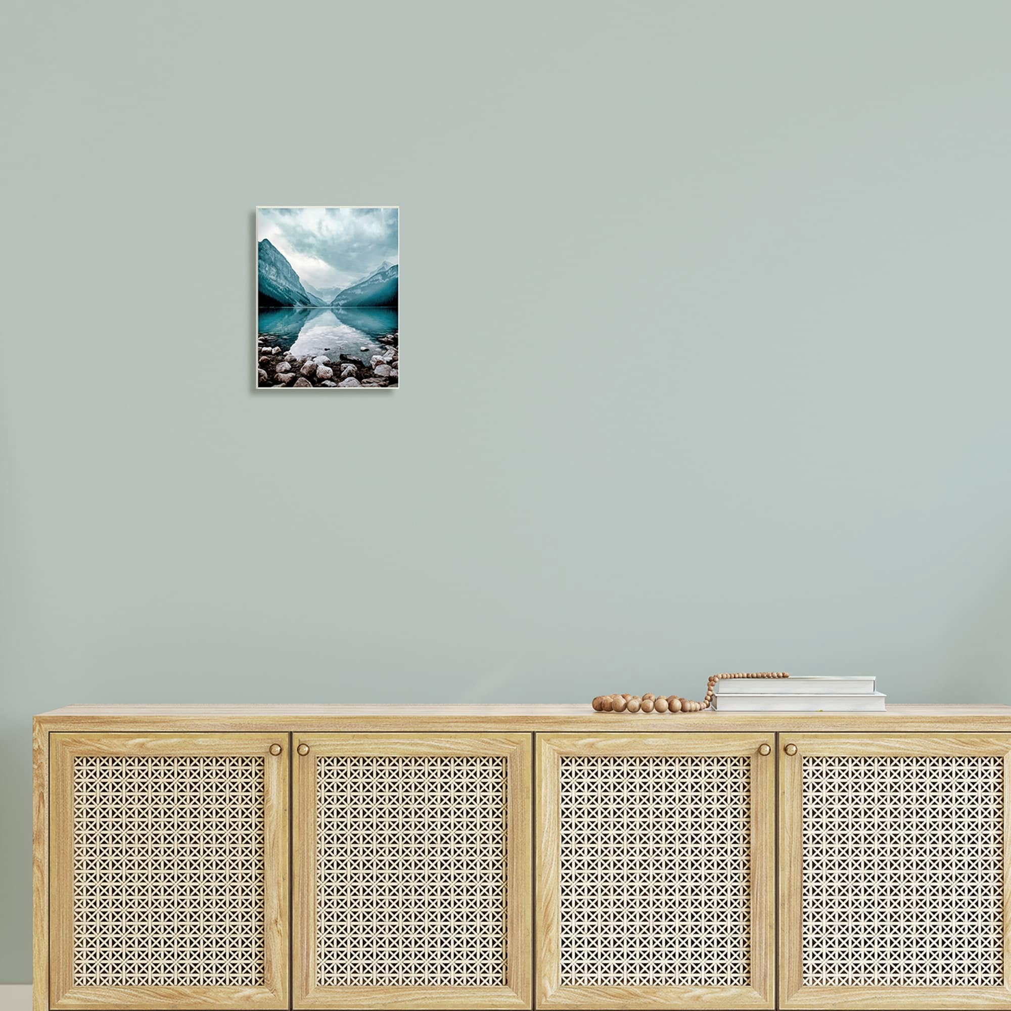 Stupell Industries Breathtaking Rocky River Scenery Blue Mountain Peaks Wood Wall Art, 10 x 15, Design by Alpenglow Workshop