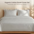thumbnail image 2 of Bioweaves 100% Organic Cotton Full/Queen Duvet Cover Set, 3-Piece, 300 Thread Count Sateen Weave GOTS Certified Comforter Cover with Buttoned Closure and 2 Pillow Shams – Silver, 90x90 inches, 2 of 9