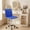 Blue, variant on Chenshuoo Armless Vanity Office Chair with Wheels, Small Cute Makeup Desk Chair Ribbed Leather Swivel Computer Task Chair (Light Gray)