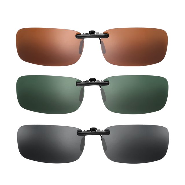 VORCOO - Juego de 3 gafas de sol para miopía con clip polarizado para conductor (gris, verde oscuro, café)