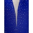 thumbnail image 5 of Sinleey Women Sheer Mesh Long Sleeve Bodysuit Shiny Rhinestone Ballet Dance Gymnastics Leotard Blue XL, 5 of 6