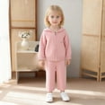 thumbnail image 2 of IVEYRTF Girls Solid Color Hooded Sweater and Pants Set Long Sleeve Casual Two-Piece Outfit Fall Winter Comfortable Loose Trousers for Everyday Wear(Pink,2-3 Years), 2 of 6