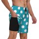 thumbnail image 2 of Balery Sky Blue And White Polka Dot Bañador para hombre, shorts de playa de secado rápido con entrepierna y forro de compresión-Medium, 2 of 6
