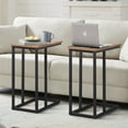 thumbnail image 2 of VECELO Set of 2 C-Shaped Sofa Side Table, Small End Table for Living Room, Narrow Bedside/TV Tray Table, Brown, 2 of 11