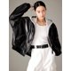 thumbnail image 3 of Chaqueta bomber de cuero genuino para motocicleta para mujer, tendencia 2024, uniforme de béisbol, abrigos de piel de oveja real con capucha extraíble, 3 of 4