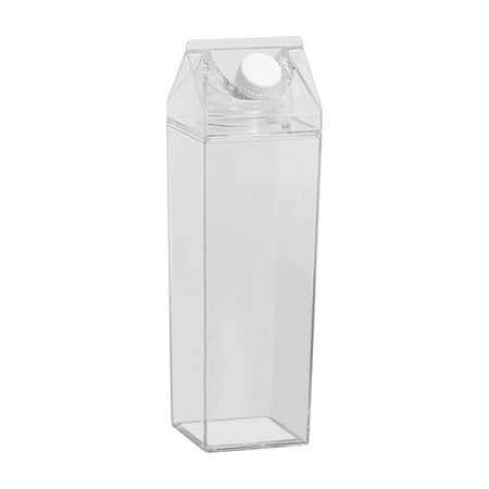 

KKCXFJX Milk Carton Water Bottle Transparent Square Milk Bottle Portable Plastic Transparent Juice Bottle