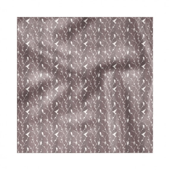 Birds Decorative Satin Napkins Set of 4, Silhouette of Flying Resplendent Quetzal Bird Among Vertical Branches, Square Fabric Party & Dinner Napkin, 18", Ivory Taupe and Dimgrey, by Ambesonne