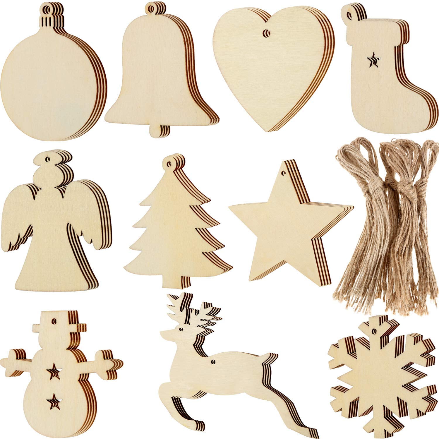 Unfinished Wooden Snowflakes Ornaments,27pcs Wooden Snowflake Christmas Ornaments Xmas Tree Decorations Hanging Embellishments Crafts Decor Tree Holiday Wedding Decorations