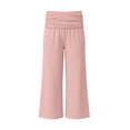 thumbnail image 6 of DHFJKG Yoga Capri Pants For Women Fold Over Low Rise Solid Color Stretchy Soft Cropped Pants Workout Gym Clothes Leisure Trousers, 6 of 6