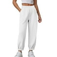thumbnail image 4 of CQONEPT Fleece Lined Sweatpants for Womens Casual Jogger Pant Loose Fit Elastic Waisted Pants with Pockets White XL, 4 of 5