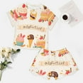 thumbnail image 4 of Cartoon Cake Pajama Set for Women 2 Piece Sleepwear Loungewear Short Sleeve, 4 of 7