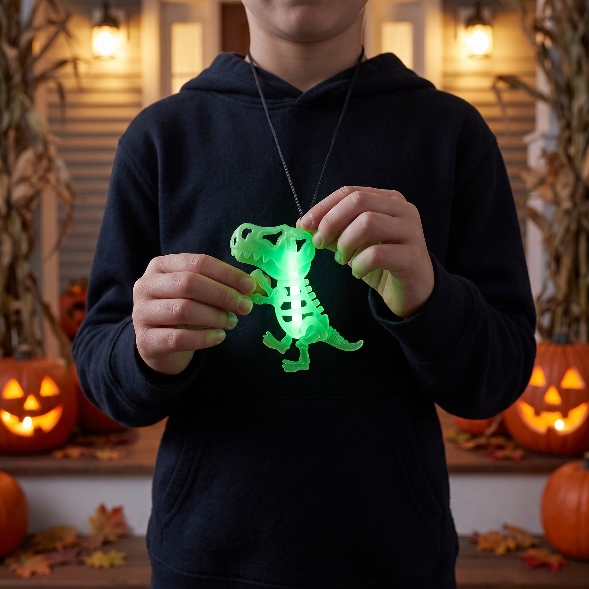 Dinosaur Skeleton Glow Necklace, Green, Halloween by Way To Celebrate