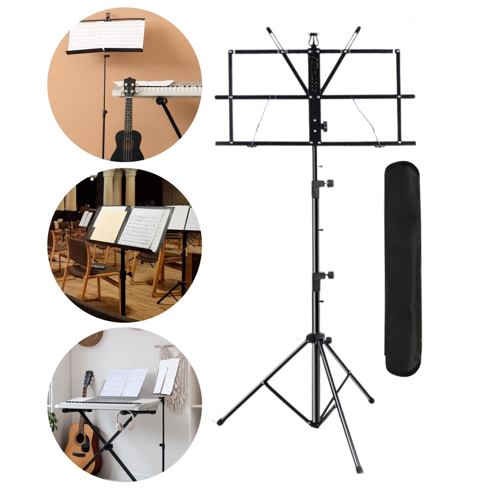 MERIGLARE Sheet Music Stand Height Adjustable Stable Anti Slip Music Note Holder Book Stand for Travel Classroom Orchestra Band Black
