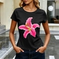 thumbnail image 5 of Womens Blouses Dressy Causal Short Tops Ndbuld Women's Casual Fashion Spring And Summer Printed Round Neck Short Sleeve Top Black XL, 5 of 6