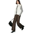 thumbnail image 2 of Bovxnpu Women Checkered Pants Wide Leg Pants For Women Wide Leg Pants Women Loose With Pockets Pull On Casual Trousers Soft Comfy, 2 of 8